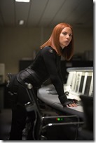This is the only shot in the film where Black Widow isn't hurting someone... badly.