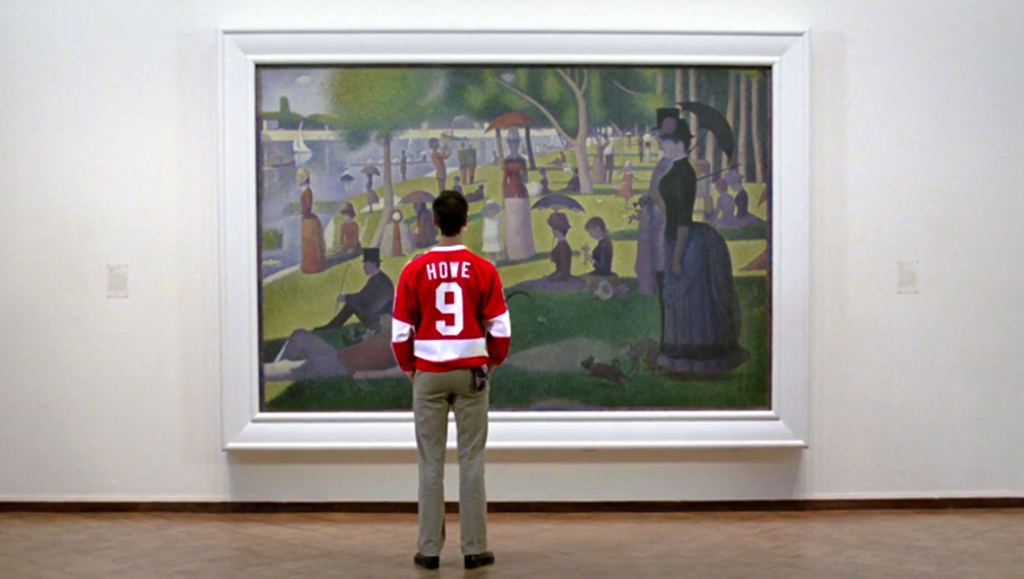 Tribute to Gordie Howe is prominent from John Hughes in Ferris Bueller's Day Off. Cameron Frye sported the iconic jersey throughout the film.